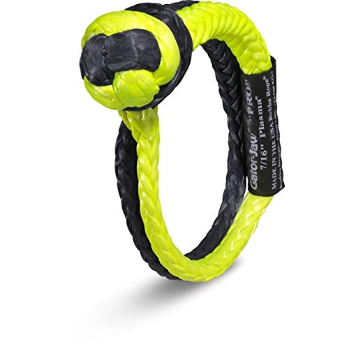 Bubba Rope Gator-Jaw Pro Synthetic Soft Shackle - Made in The USA 52,300LB Breaking Strength 7/16" Yellow & Black