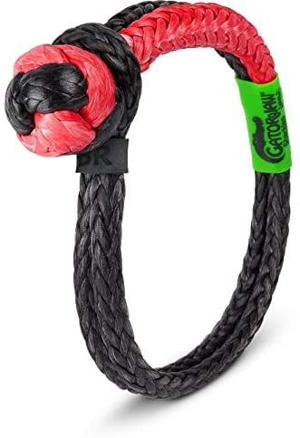 Bubba Rope 176746NGRB-L Heavy Duty 3/8" Synthetic Shackle NexGen PRO Gator Jaw Breaking Strength of 47,000 lb with HMPE in Red and Black, Accessory Ideal for Recovery and Towing Stuck Vehicle