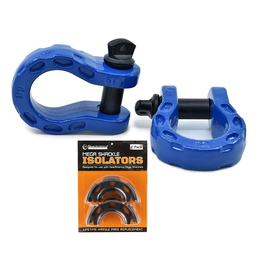 GearAmerica Mega Shackles Blue (2PK) + Mega Shackles Isolators (2PK)