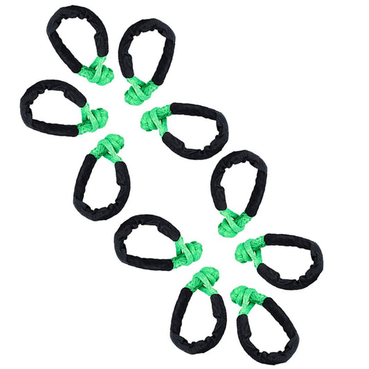 Astra Depot 10pcs GREEN 1/2" Tow Straps Rope Recovery 38,000 LB UHMWPE SYNTHETIC SOFT SHACKLE 10X Shackles Green Shackle