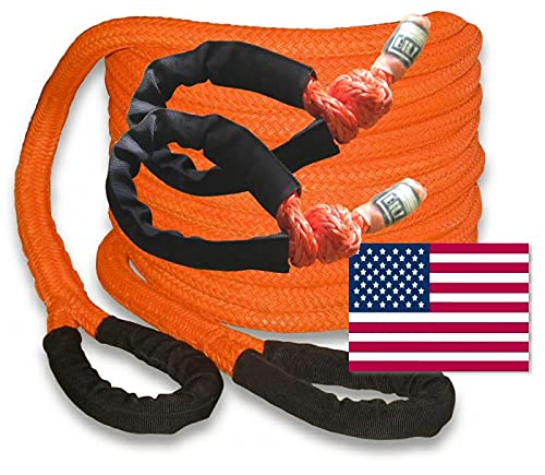 BILLET4X4 1" x 25ft Safety Orange Kinetic Snatch Rope & Soft Shackles