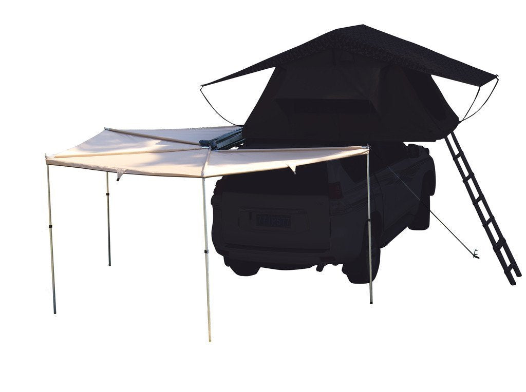 HASIKA 270 Awning Rooftop Tent Shelter for Roof Rack - Khaki, Left Side