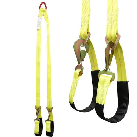 Boxer Tow Straps V Bridle 2 Inch x 6 Feet with Snap Hooks, Recovery V Strap, Rollback, Car Hauler, Towing – B/S 10,000lbs - Coated Red Pear Ring Yellow/Red Ring