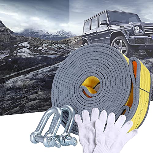 Recovery Tow Strap 20000lb, Heavy Duty 2" x 16.4ft Winch Snatch Strap, Triple Reinforced Loop Straps, Emergency Off Road Truck Towing Rope, Night Reflection Industrial Webbing (Yellow)