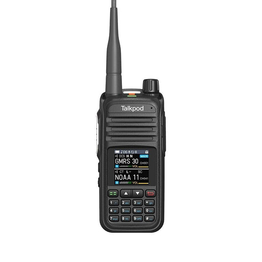 Walkie Talkie Long Range with VHF UHF Receive, 5W Output, 512 Channels, 1.44inch Color Screen, Talkpod A36Plus GMRS Handheld Radio (Black)