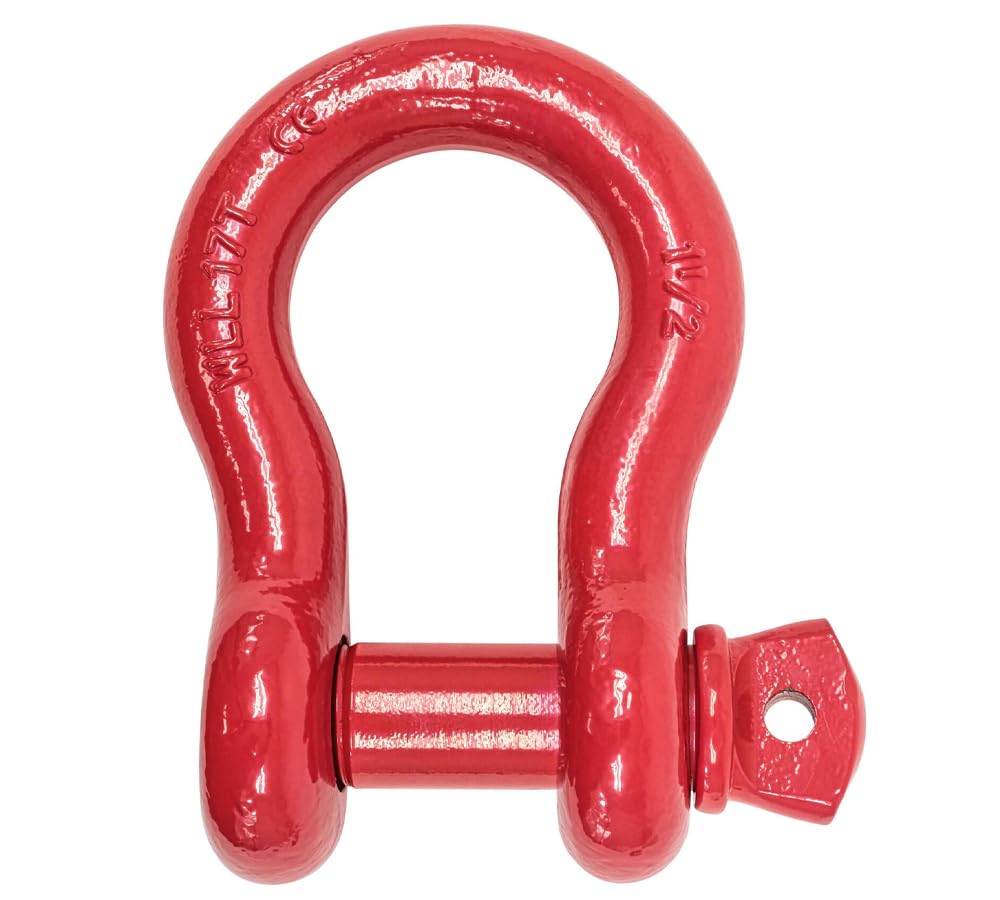 Mytee Products 1-1/2" Anchor Shackle Forged Carbon Steel w/Alloy Screw Pin Load Limit # 17 Tons (34,000 lbs) | Double Rust Protection Heavy Duty D Ring Shackle for Towing, Rigging & Vehicle Recovery 1 - Pack 1-1/2" (17 TON WLL)