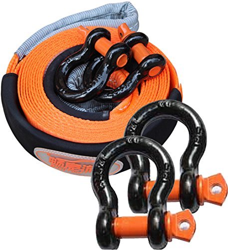 15 ft x 2.5 in Tow Straps Kit,Warmword Tow Straps Heavy Duty with D Ring and Loops,11,000lbs Recovery Straps