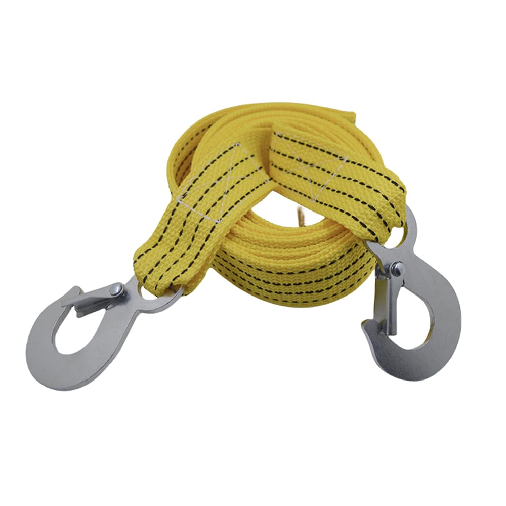 Gyanm Heavy Duty Tow Strap with Safety Metal Hooks 2’’×12ft, 6600lbs Break strengthened Yellow Nylon Shackle Towing Rope for for Vehicle Recovery in Roadside Emergency, Small