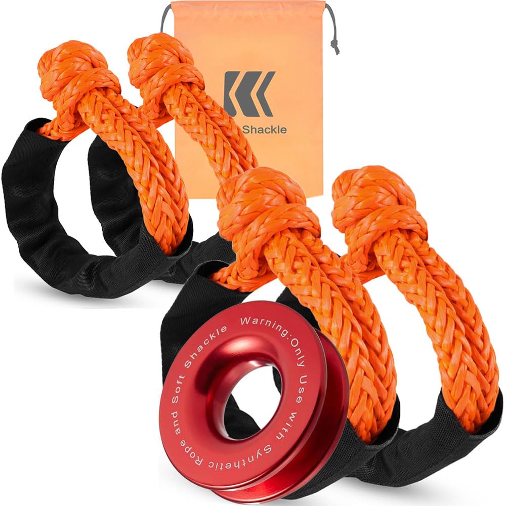 Soft Shackle, 1/2" X 24 Inch (56,000 lbs) with Soft shacke recovery ring kit for Sailing SUV Off Road Towing ATV Recovery