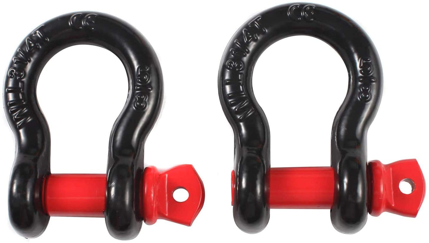 Anti-Rust 2Pack 5/8" D Ring Bow Shackle Threaded Towing 19.5 Ton(42,990 lbs) Rating Breaking Strength for Vehicle Recovery,Tow Strap Hooks