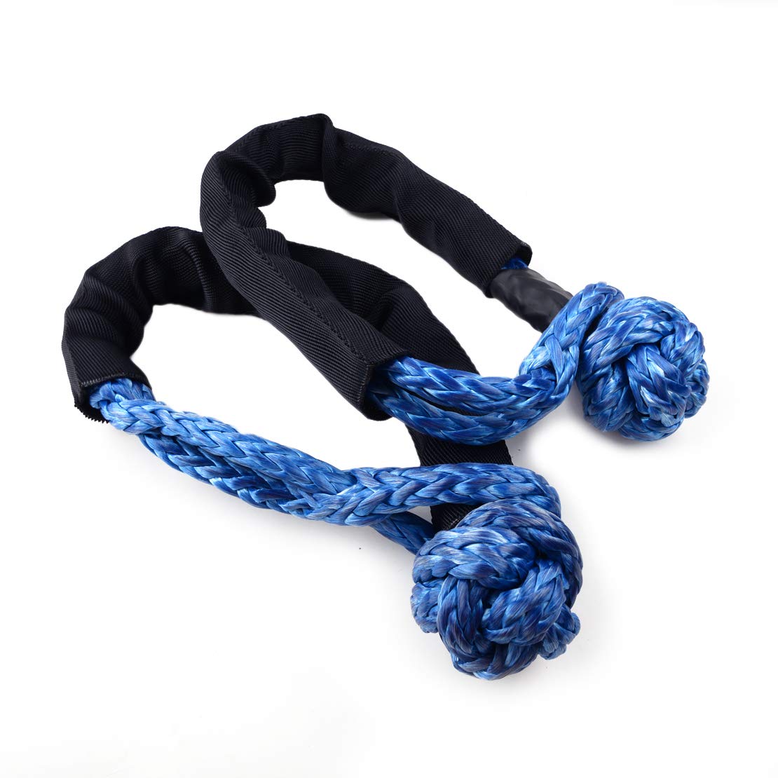 beler 2pcs Blue Flexible Synthetic Soft Shackle Winch Rope Towing Recovery Straps 35000LB 16T