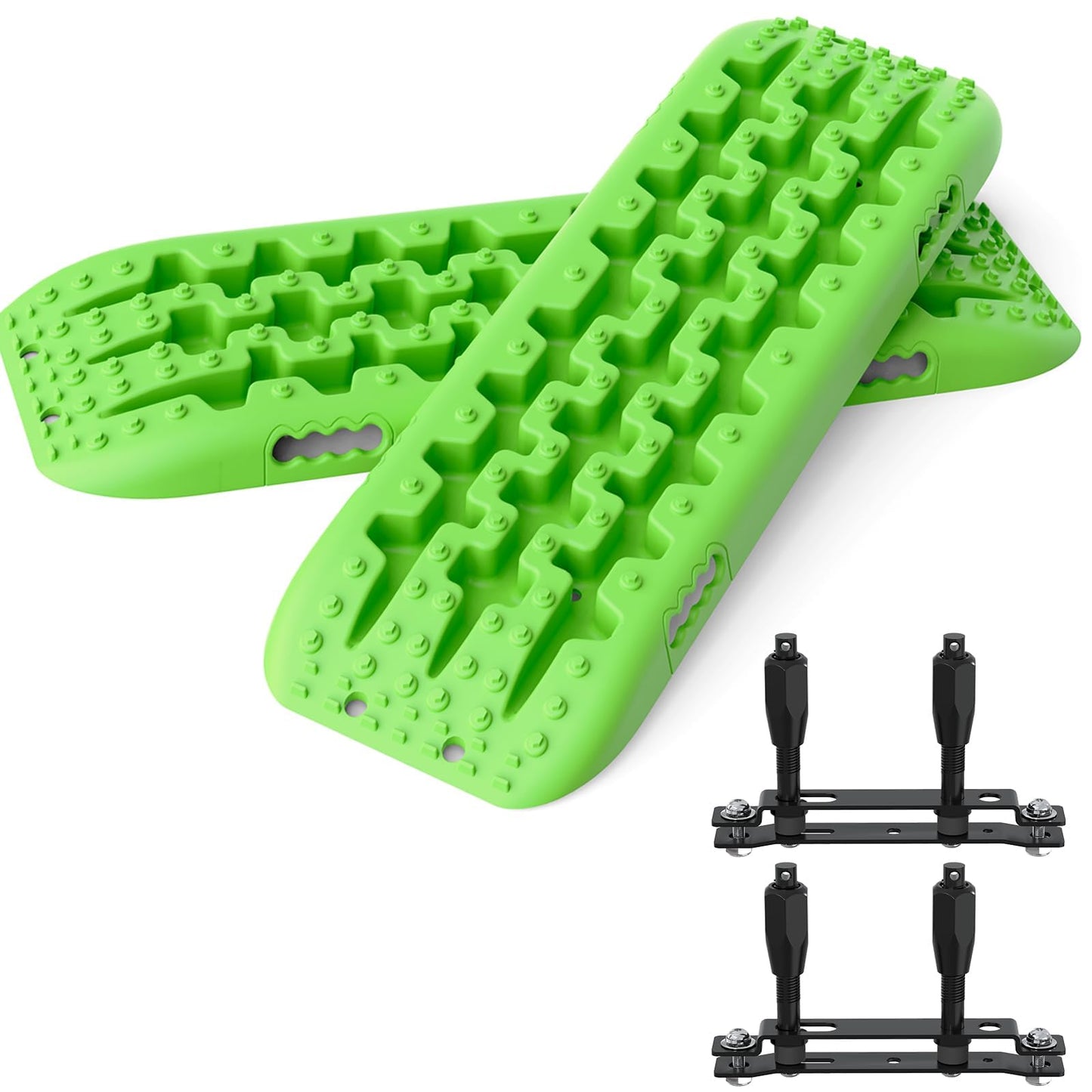 ALL-TOP Recovery Traction Boards 2PCS with Mounting Kit - Green Off-Road Tracks