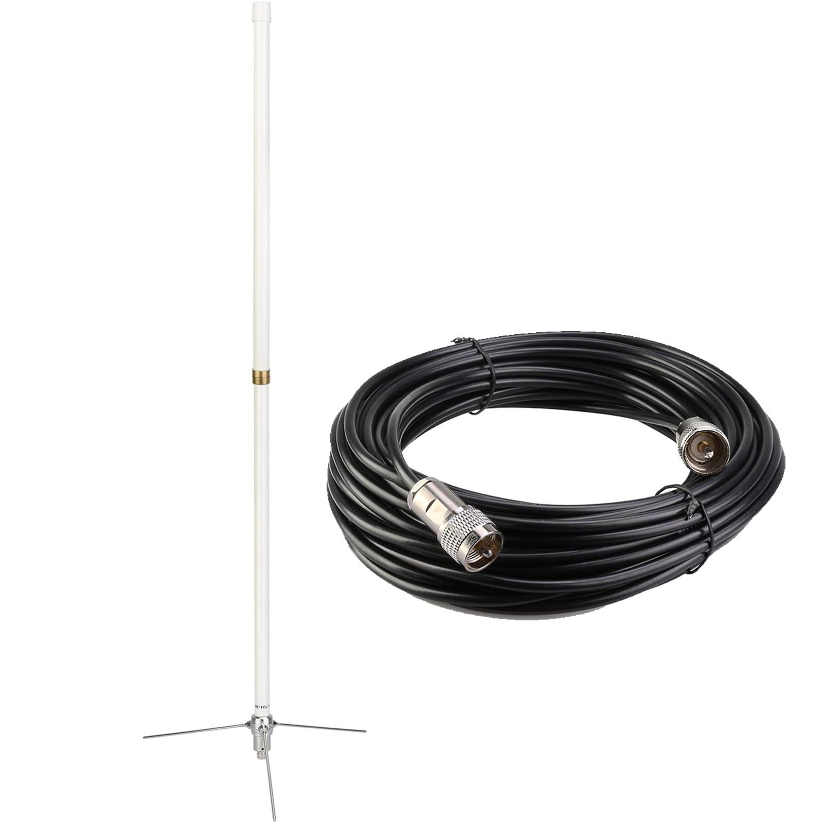 Retevis GMRS Base Antenna(1 Pack) Bundle with Coaxial Cable(1 Pack),462-467MHz, High Gain Fiberglass Base Antenna,for RT97 Two Way Radio Base Station Repeater Mobile Radio Transceiver