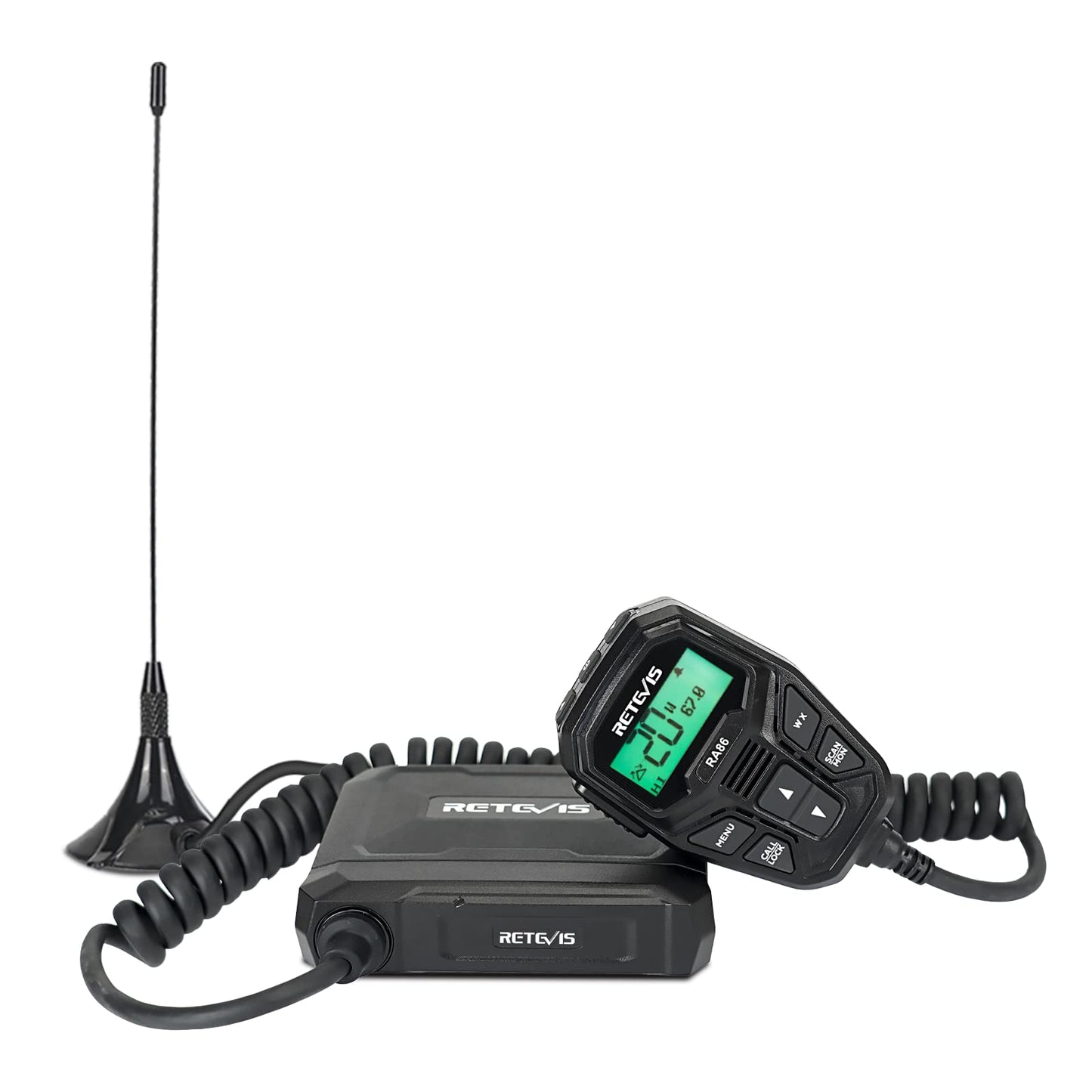 Retevis RA86 GMRS Mobile Radio, 20 Watt GMRS Radio with Antenna, NOAA 30 Channel GMRS Repeater, Easy to Install with Full Hardware, Mobile GMRS Two Way Radio, for Offroad Jeep