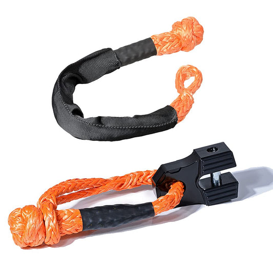 Astra Depot 2X Orange 1/2" Synthetic Soft Shackle 38,000LBs + 1X Black Flat Winch Shackle Mount 30,000lbs Trailer Tow Truck Towing Hook Tree Strap Rope Steel Cable 2X Soft Shackles + 1X Foldable Winch Shackle Mount Orange Shackle + Black Mount