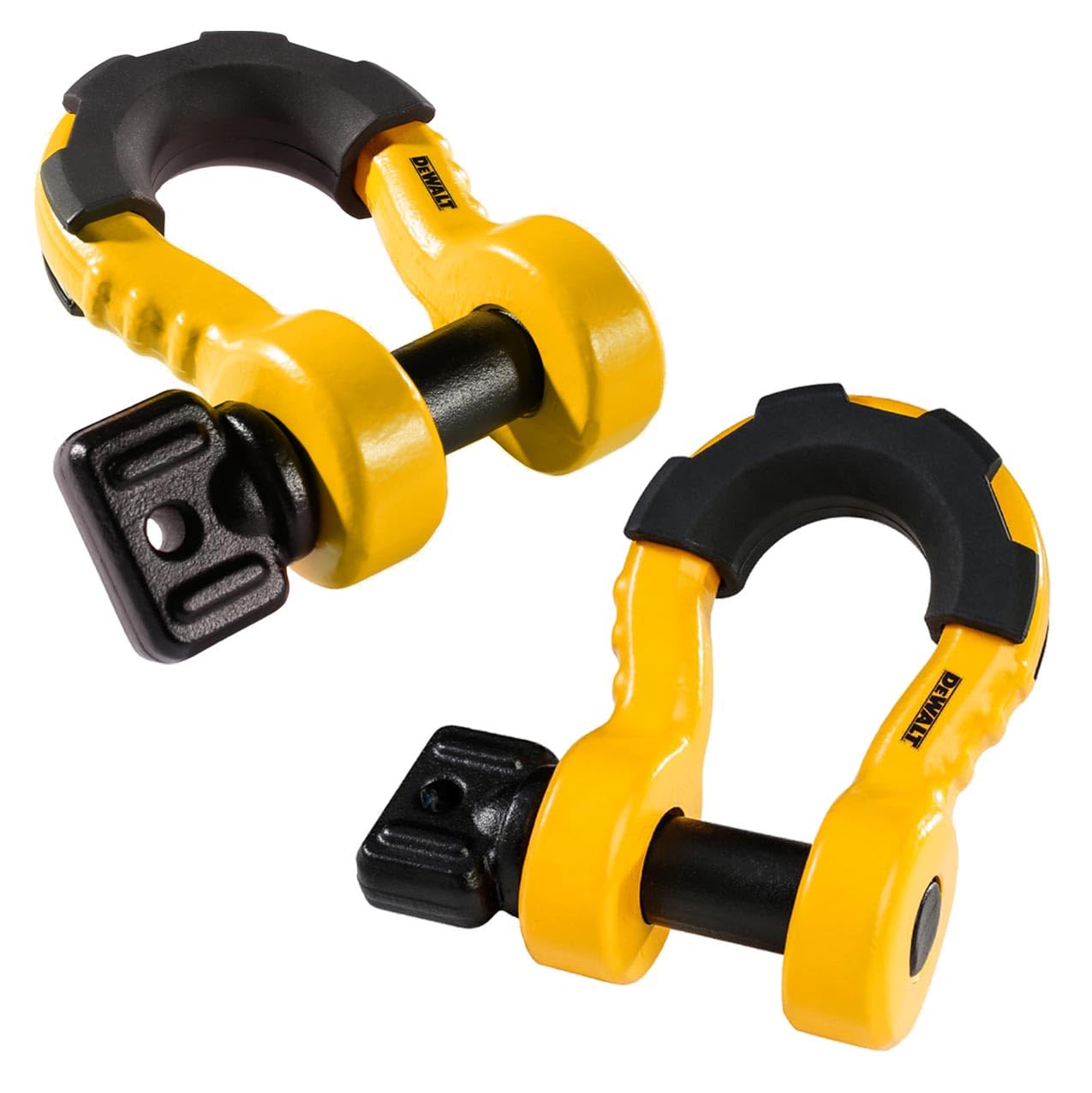 DEWALT DXBC8000-2KIT Black/Yellow 3/4" Bow Shackle with 7/8" Pin (10,400 lb Work Strength) - Towing, Winching, Vehicle Recovery, 2 Pack