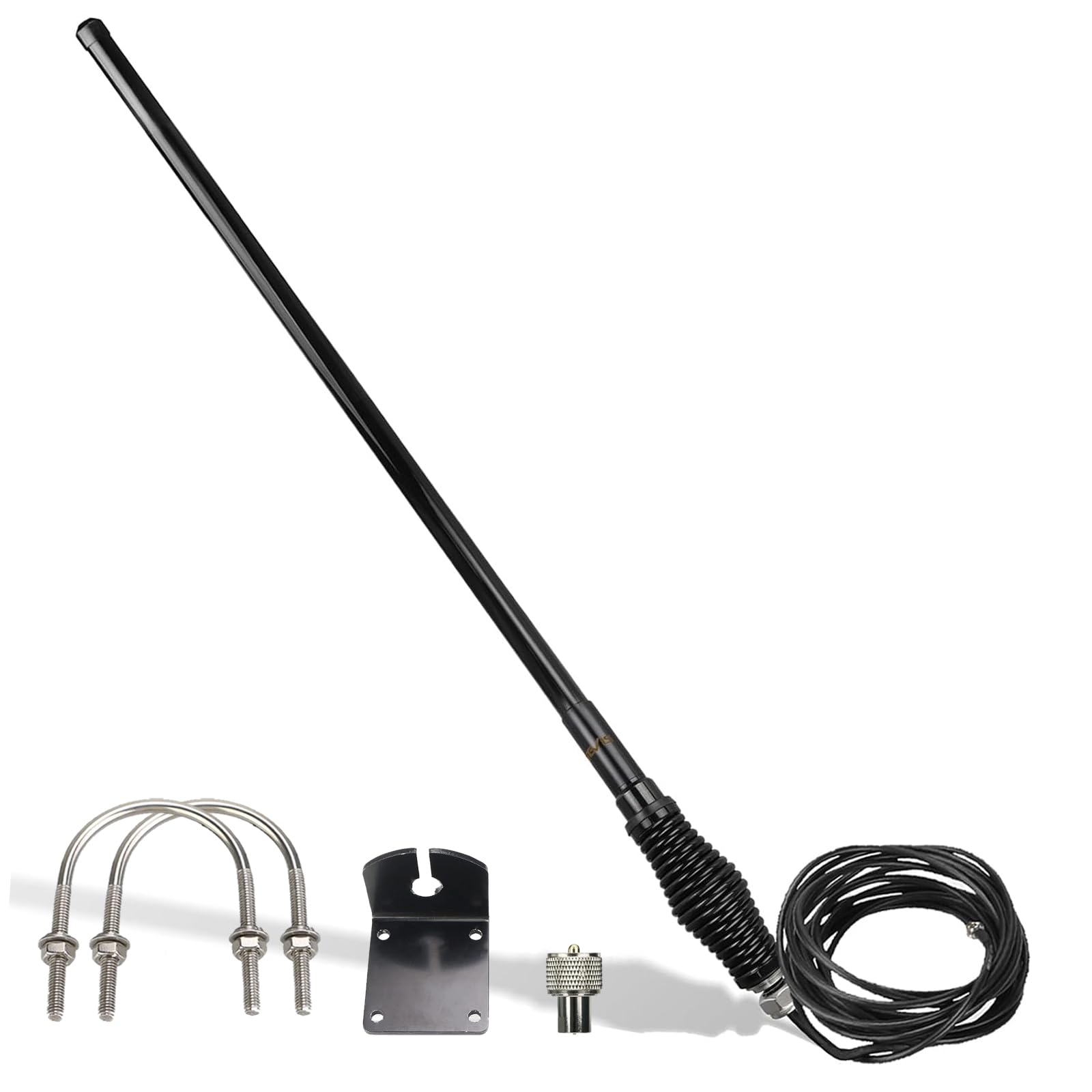 Retevis GMRS Mobile Antenna, Heavy Duty Fiberglass GMRS Antenna, 6.5dB 462-467MHz,Mount Bracket,Spring Base with 16ft RG-58U Coaxial Cable,Compatible with Midland GMRS Radio Retevis RT97 RA86,43.3inch