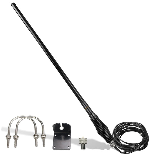 Retevis GMRS Mobile Antenna, Heavy Duty Fiberglass GMRS Antenna, 6.5dB 462-467MHz,Mount Bracket,Spring Base with 16ft RG-58U Coaxial Cable,Compatible with Midland GMRS Radio Retevis RT97 RA86,43.3inch