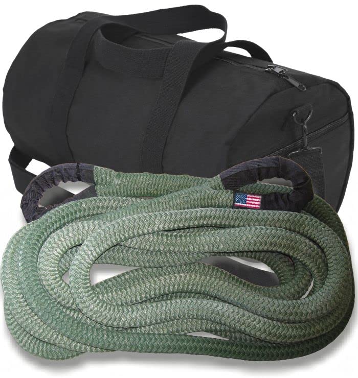 BILLET4X4 Military Green Kinetic Recovery Rope 1" x 30ft with Bag