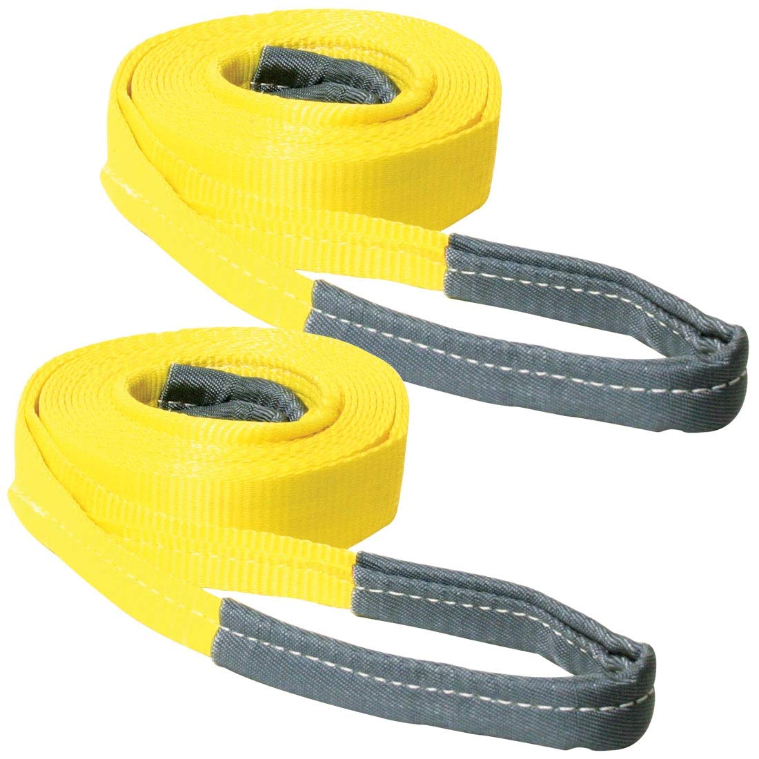 VULCAN Tow Strap with Reinforced Eye Loops - 2 Inch x 30 Foot - 2 Pack - 5,000 Pound Towing Capacity