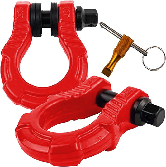 GearAmerica UBER Shackles with Anti-Theft Lock - 80,000 Lbs (40 T) Strength - Connect Tow Strap or Winch Line for Off-Road Recovery, Towing D-Rings and Uber Lock Security Pin - Red, 2-Pack Red (2PK)