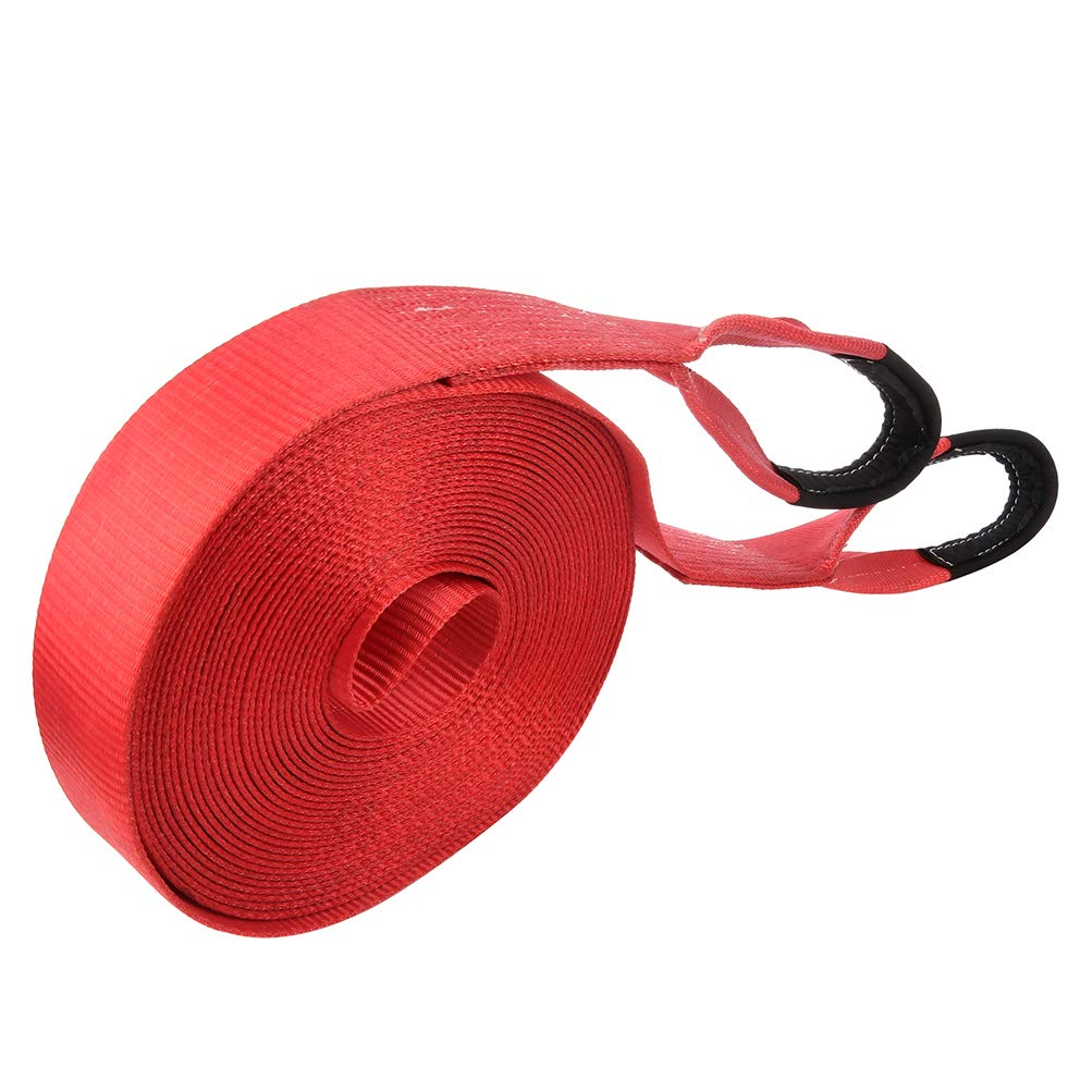 ECCPP Heavy Duty 3" x 65' Red Tow Straps for Recovery Vehicles, 17,500 lbs