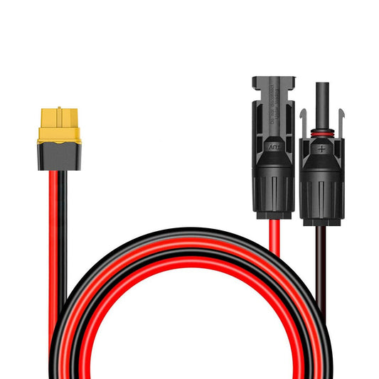 10 AWG XT60 Female to Solar Connector Cable, XT60 Extension Cable Silicone Wire for Lipo Battery Pack, Portable Power Station & Solar Generator(20 FT), Red/Black 20 Feet