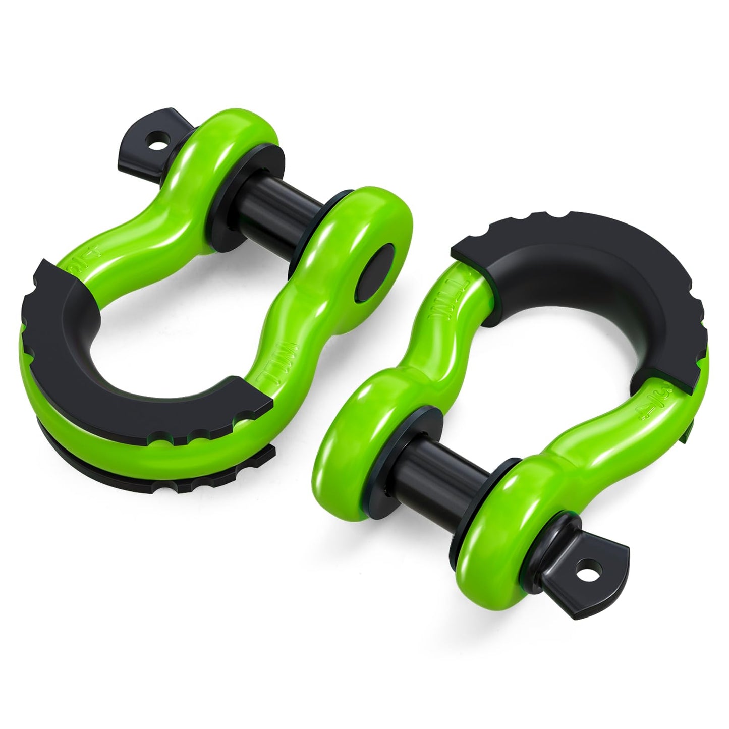 ORCISH 2PK D Ring Shackle, 42,000lb Break Strength, D Ring Shackles 3/4 inch with Black Isolator Washer and 7/8" Screw Pin, Tow Shackles, Soft Shackle Kit for Off-Road Jeep Truck Vehicle Recovery Green