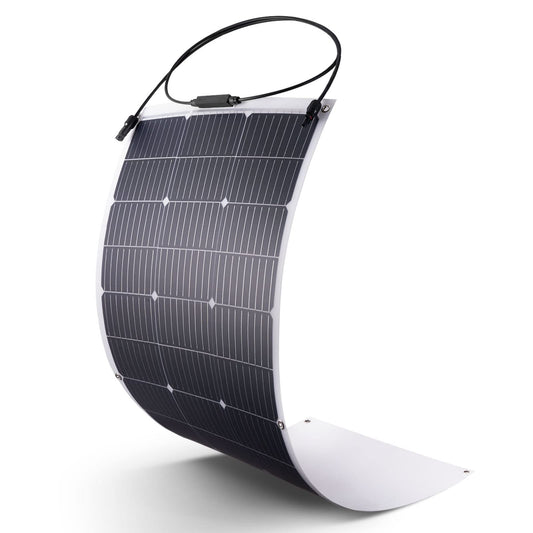 Flexible Solar Panel 100W/12V, Monocrystalline Solar Panels, 23% High Convert, IP68 Waterproof and Lightweight Off-Grid Solar Power System Charger for Marine Camping RV Cabin Van Car Uneven Surfaces