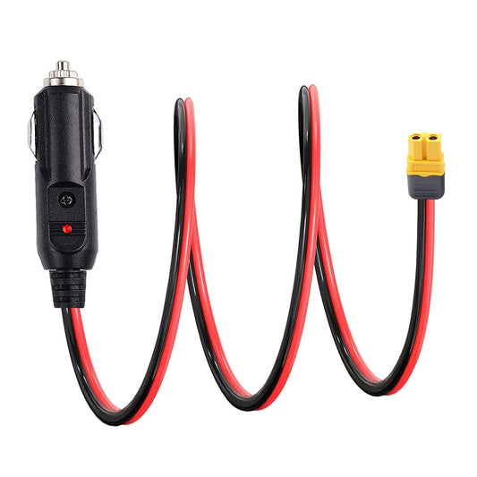 XT60 to Car Cigarette Lighter Plug Cigarette Lighter XT60 Extension Cable 12AWG XT60 Adapter Cable Compatible with Solar Panel RV Portable Power Station Solar Generator (3FT)