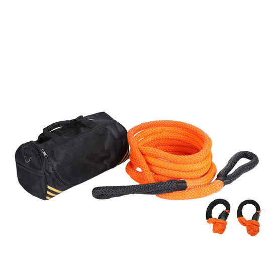 30 FT x 1 Inch Kinetic Energy Recovery Rope with Storage Bag and 2 Soft Shackles(1/2'), Power Stretch Snatch Strap Vehicle Tow Rope for Truck, 4x4 ATV, Jeep, UTV, Tractor, Offroad 30 FT x 1 Inch+2 Shackles