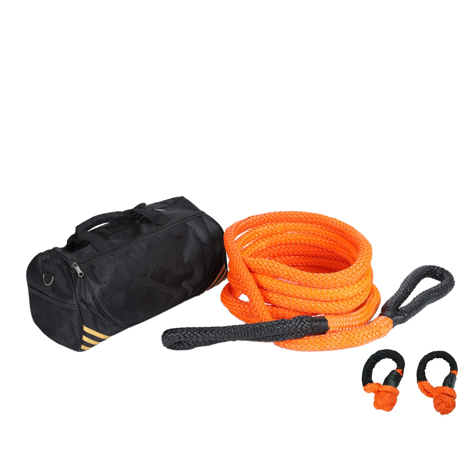 30 FT x 1 Inch Kinetic Energy Recovery Rope with Storage Bag and 2 Soft Shackles(1/2'), Power Stretch Snatch Strap Vehicle Tow Rope for Truck, 4x4 ATV, Jeep, UTV, Tractor, Offroad 30 FT x 1 Inch+2 Shackles