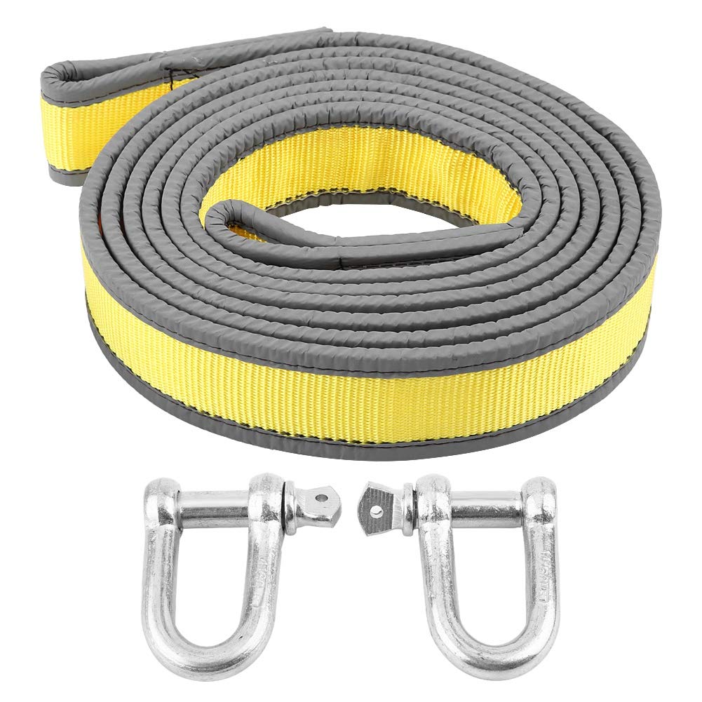 Suuonee 8 Ton Towing Cable - 4M Recovery Tow Strap with Hooks & Reflective Light