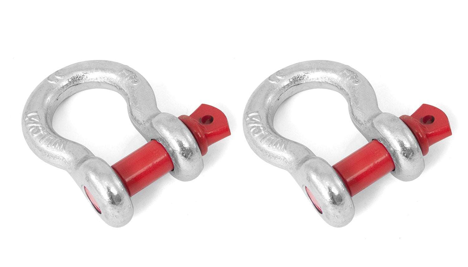 Rugged Ridge | D-Ring Shackle Kit, 5/8 inch, Silver/Red pin, Steel, Pair | 11235.02 5/8 Inch Silver w/ Red pin