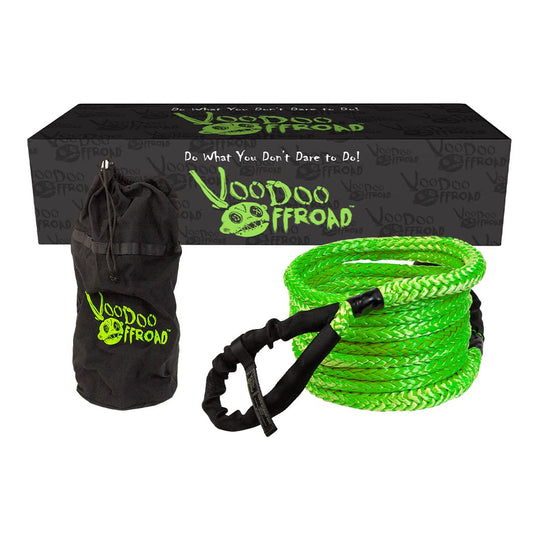 VooDoo Offroad 1300009A 2.0 Santeria Series 3/4" x 30 ft Kinetic Recovery Rope with Rope Bag for Truck and Jeep - Green