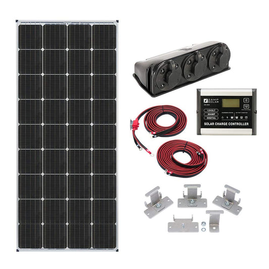 Zamp Solar Legacy Series 170-Watt Roof Mount Solar Panel Kit with Digital Charge Controller. Durable Off-Grid Solar Power for RV Battery Charging - KIT1005