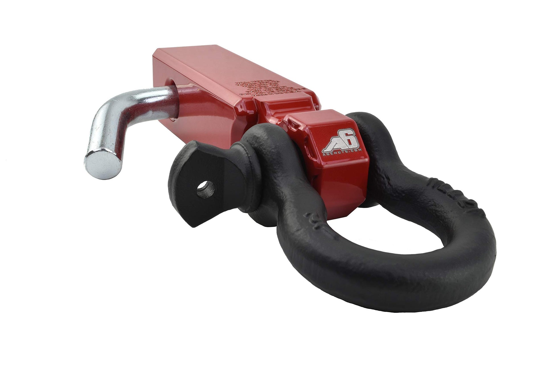 AGENCY 6 Recovery Shackle Block Assembly 1 1/4" (1.25 Inch) Powder Coat RED - Hitch Receiver Block - Proudly Made in The USA with US Certified Materials