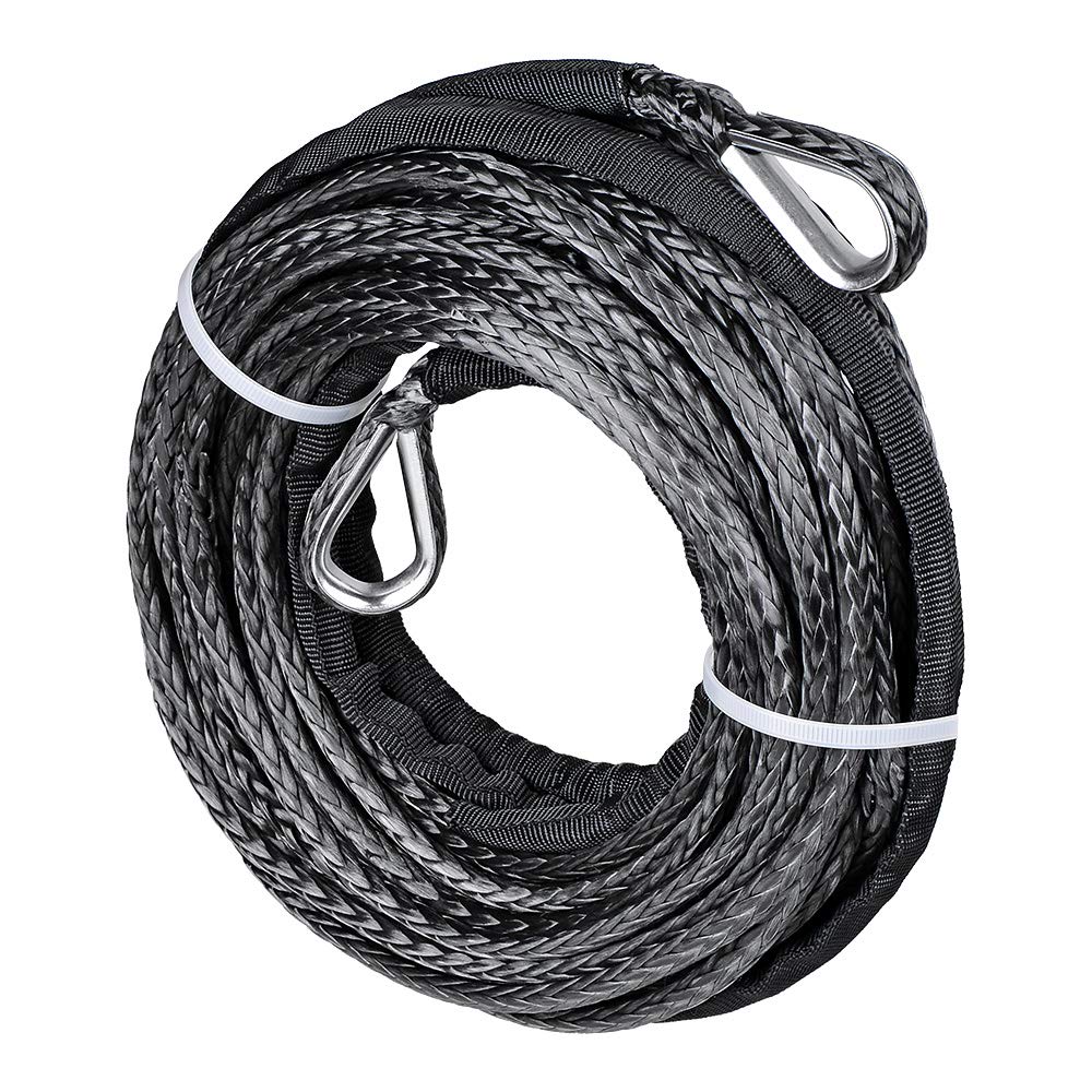 Astra Depot Black 50ft Synthetic Rope Extension for Off-Road Recovery Car ATV UTV Snow Plow with 3/16 1/4 Winch