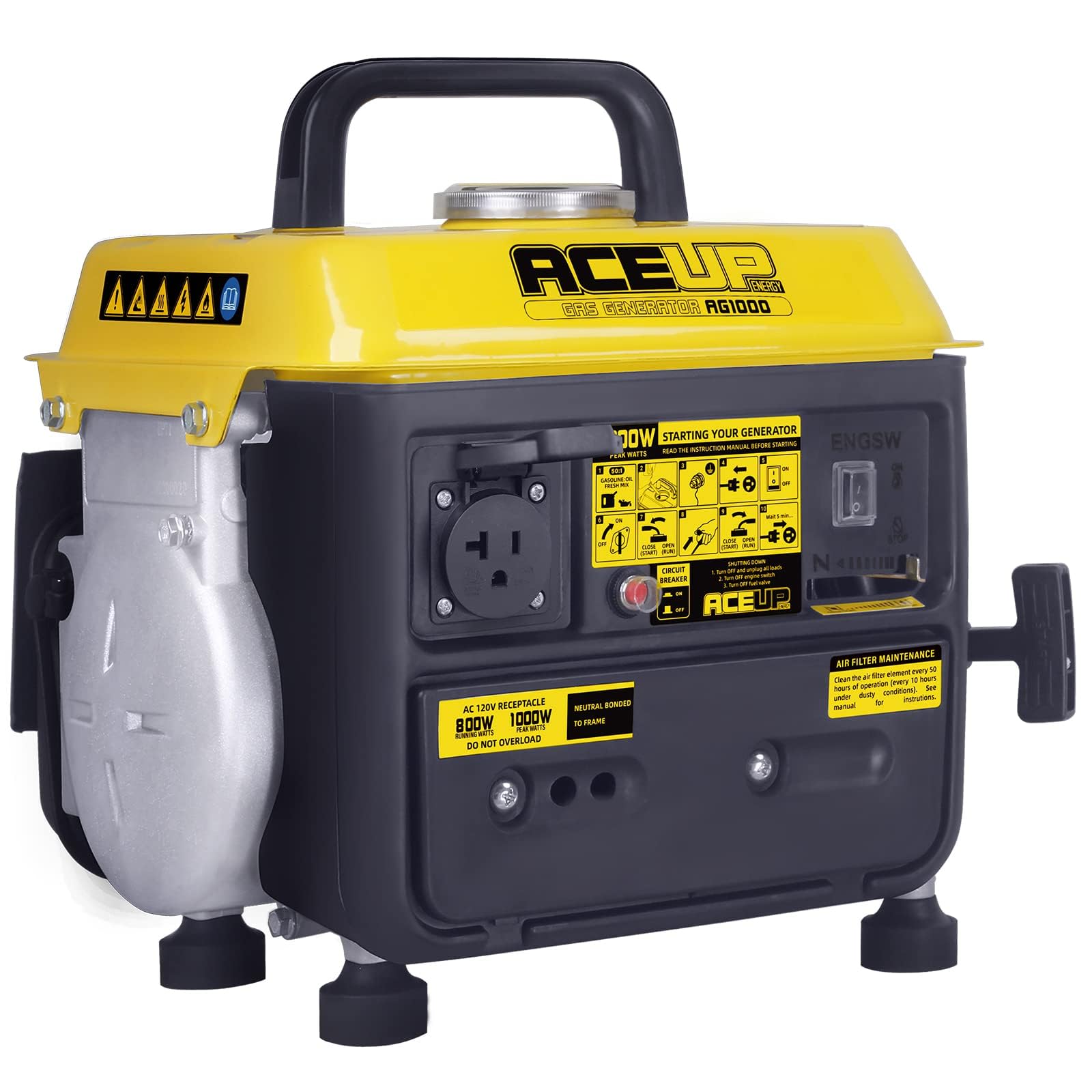 Aceup Energy 1,000W Gas-Powered Generator, Portable Generator Camping Ultralight, EPA & CARB Compliant 1000w Gas Generator