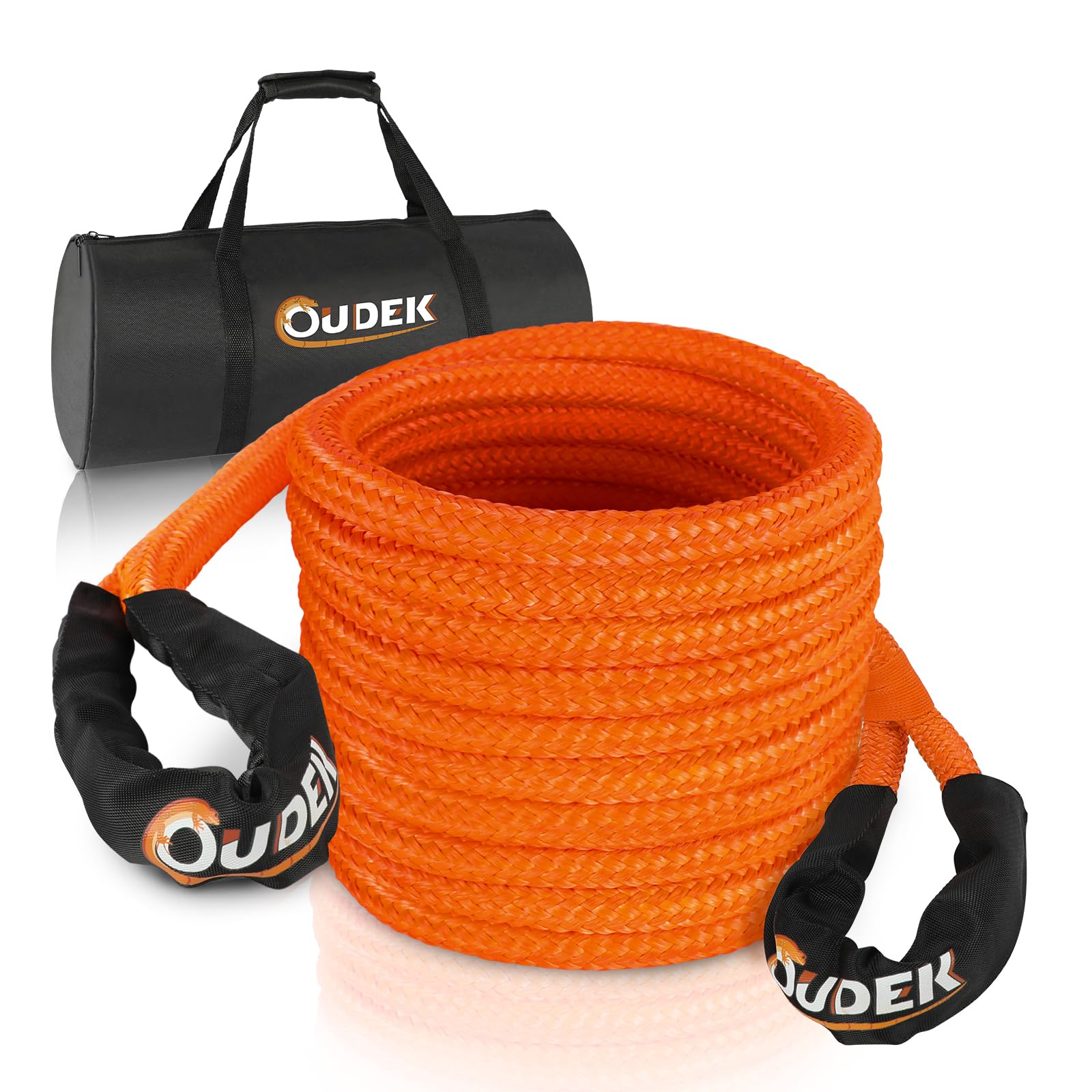 3/4 in×30 ft Kinetic Recovery Tow Rope kit,23000LBS tensile Force,30% Elastic Extension,Heavy Duty Offroad Snatch Strap for ATV, UTV, Truck, Car, Etc.（Orange） 3/4''×30'