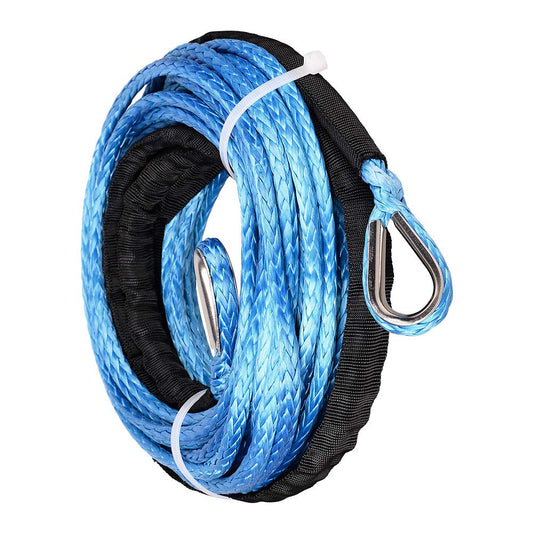 50ft 1/4" Blue UHMWMPE Synthetic Rope Extension with 39" Rock Guard Thimbles 7500lbs for ATV UTV Tow Truck 4WD 4x4 Snow Plow 1X 50ft Winch Extension Blue Winch Extension