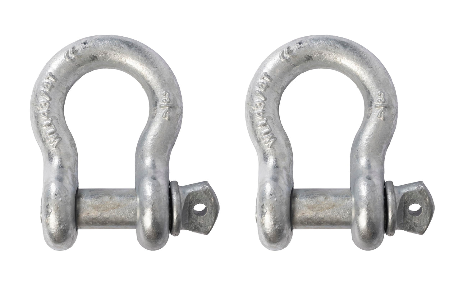 (2 PK, Galv) Bow Shackles 3/4" D Ring Shackle Rugged Unbreakable 28.5 Ton (57,000 Lbs) Maximum Break Strength with 7/8'' Pin Bow Screw Heavy Duty D Ring for 4x4 Vehicle Recovery 2 Pack Galvanized