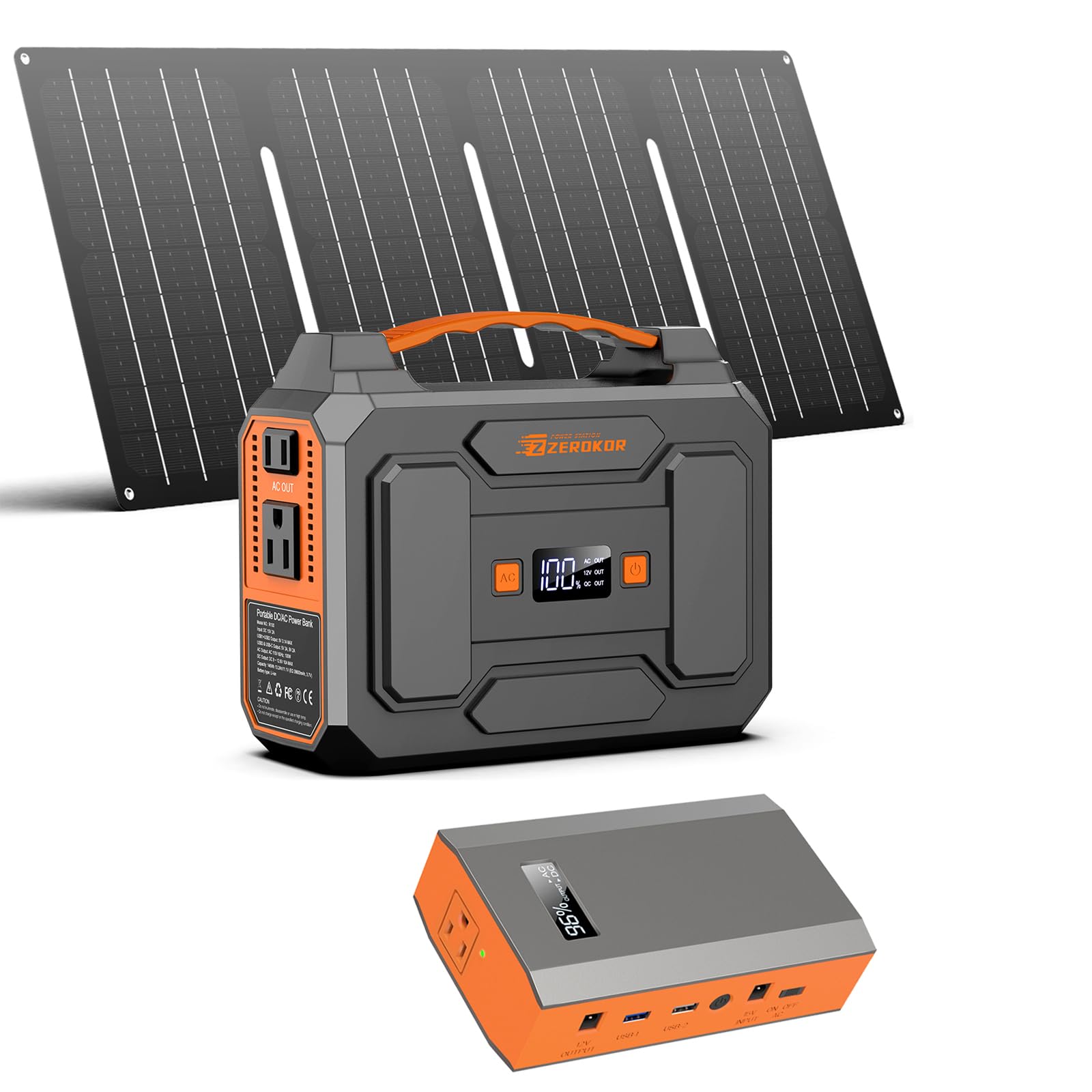 ZeroKor Portable Solar Generator 100W,Portable Power Bank 65W with AC Outlet 40W Solar Panel for Home Use RV Outdoor Camping Adventure