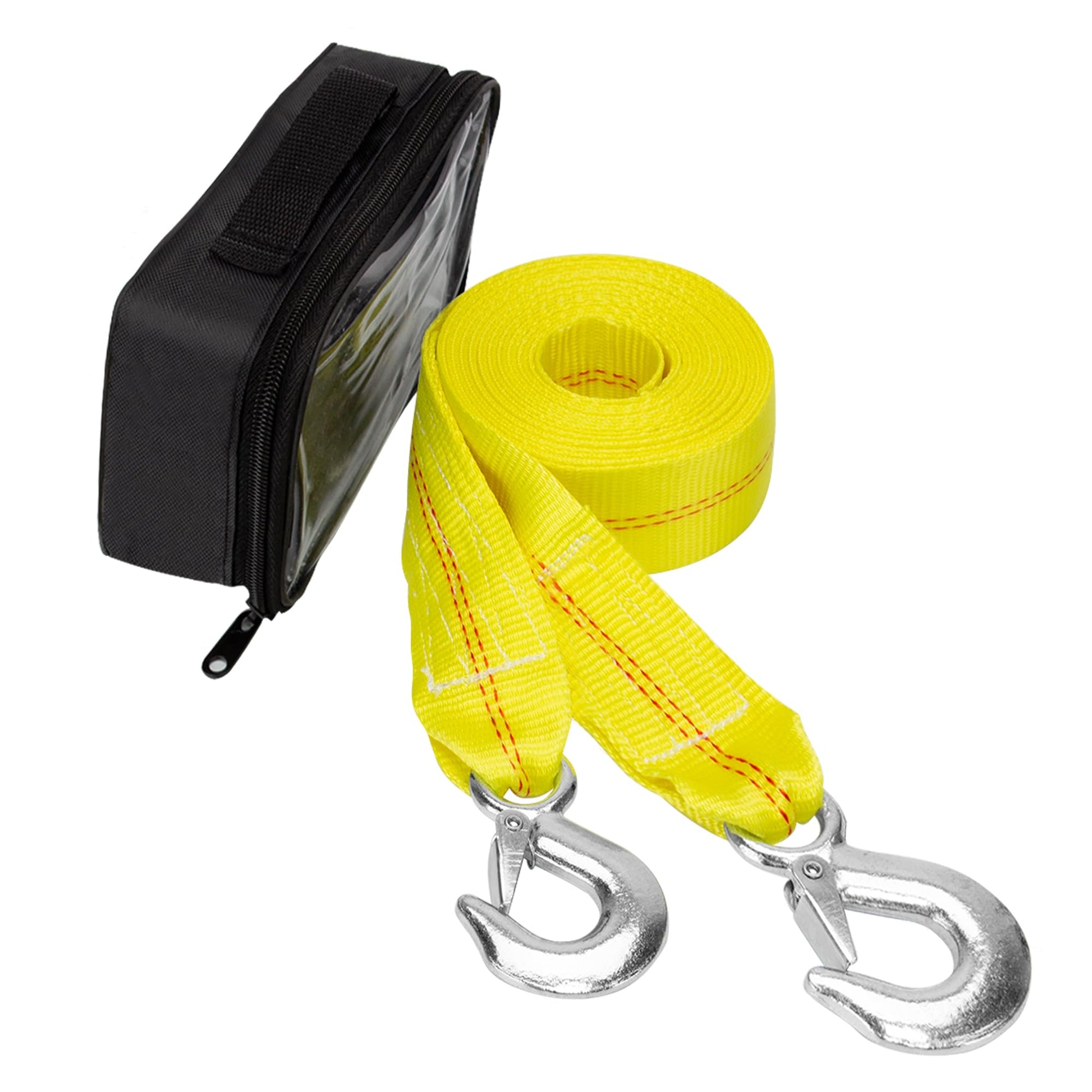 Tow Strap with Hooks 2 Inch x 20 Foot, 20,000 lbs Capacity Tow Rope - Heavy Duty Emergency Towing Straps for Vehicles, Cars, Trucks, ATV, for Roadside Recovery, not for Off-Road Recovery Yellow