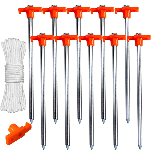 ABCCANOPY Tent Stakes Camping Tent Stakes, 10pc-Pack (Orange) 11 inch Orange