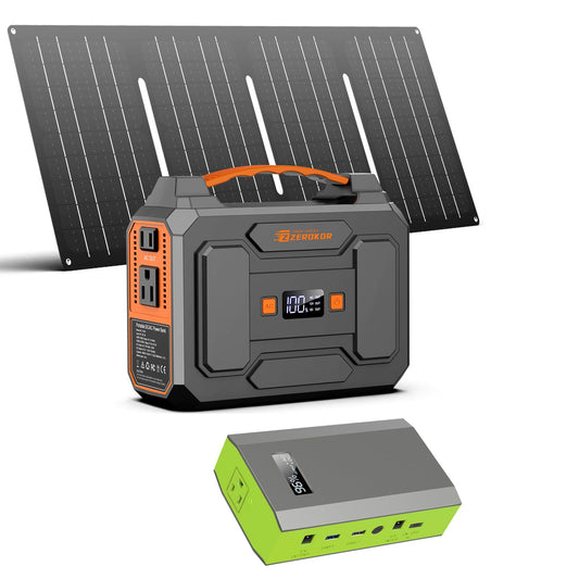 ZeroKor 100W Portable AC Power Bank Solar Generator with 40W Solar Panel,65W 110V Battery Pack Solar Power Station with DC AC Outlet for Outdoor Home Use RV Camping Adventure