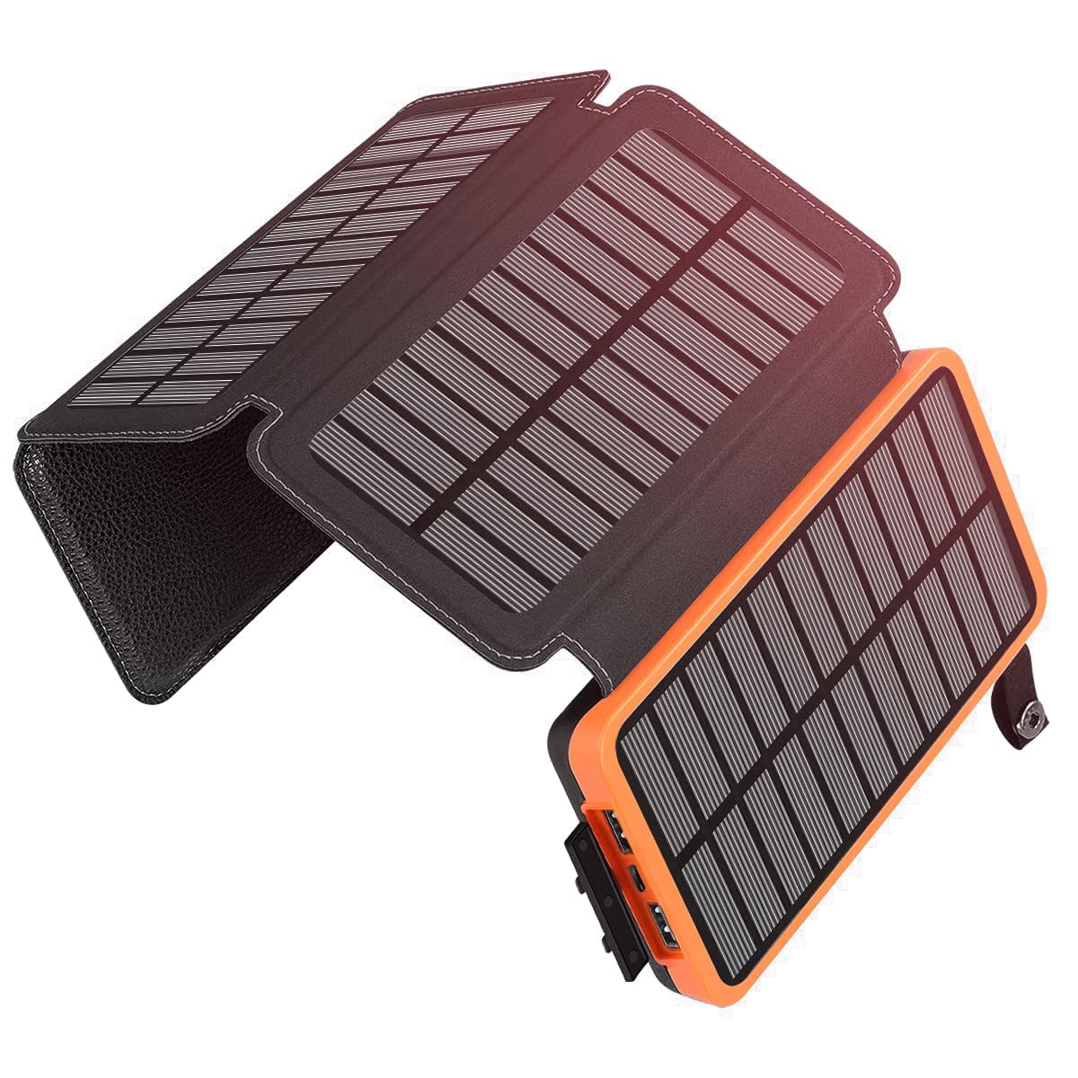 Solar Power Bank Charger 25000mAh-22.5W Solar Phone Charger 3A Fast Charge PD QC4.0 Battery Pack with 4 Solar Panels, 3 USB Ports for Smartphones iPhone Tablets Outdoor Camping Hiking Orange