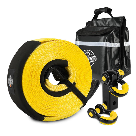 ZESUPER 3" x 30' Heavy Duty Tow Strap Kit - 26,500lb, 100% Polyester, 5PCS