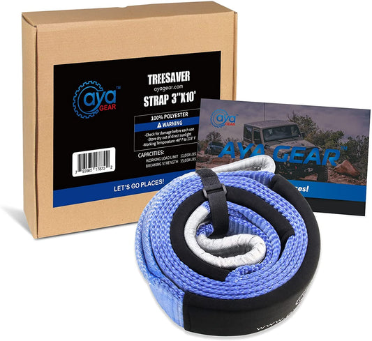 AyA Gear 3"x8' Recovery Tow Straps | Heavy Duty 35,000lbs Winch Strap