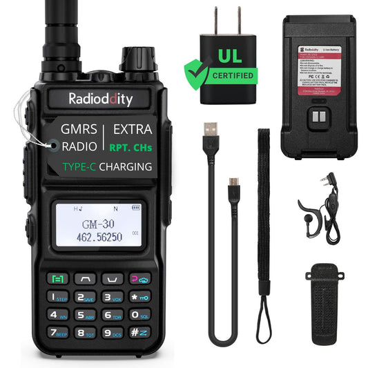 Radioddity GM-30 GMRS Radio Handheld 5W Long Range Two Way Radio for Adults, GMRS Repeater Capable, with NOAA Scanning & Receiving, Display SYNC, for Off Road Overlanding Family Use, 1 Pack